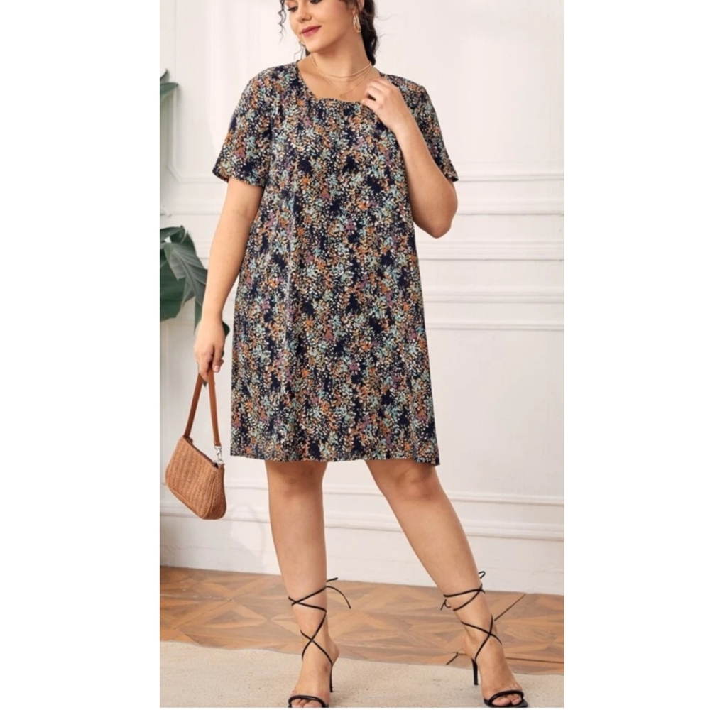 Shein multicolor allover floral print dress